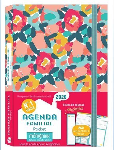 AGENDA FAMILIAL MEMONIAK POCKET, SEPT. 2025 A DEC. 2026 -