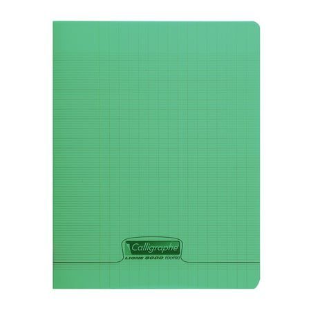 CAHIER POLYPRO, PIQUE 24X32CM 48P, SEYES 90G VERT GRANDS CARREAUX