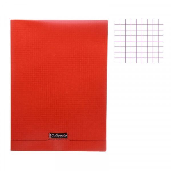 CAHIER POLYPRO ROUGE 24X32 96 PAGES  PETITS CARREAUX