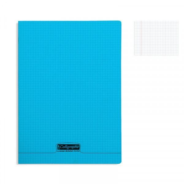 Cahier Polypro Bleu Calligraphie 24x32 96p  PETITS CARREAUX