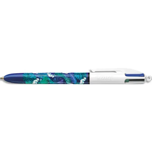 Stylo bille BIC 4 couleurs Botanical pointe moyenne retractable