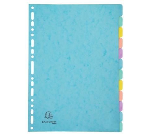 Intercalaires carton A4 12 touches EXACOMPTA Aquarel pastel