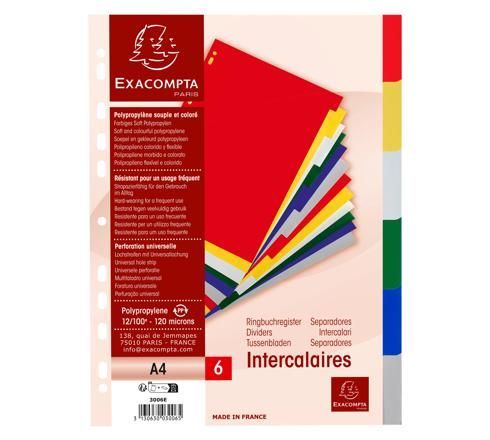 INTERCALAIRES POLYPROPYLENE SOUPLE- 6 POSITIONS - A4