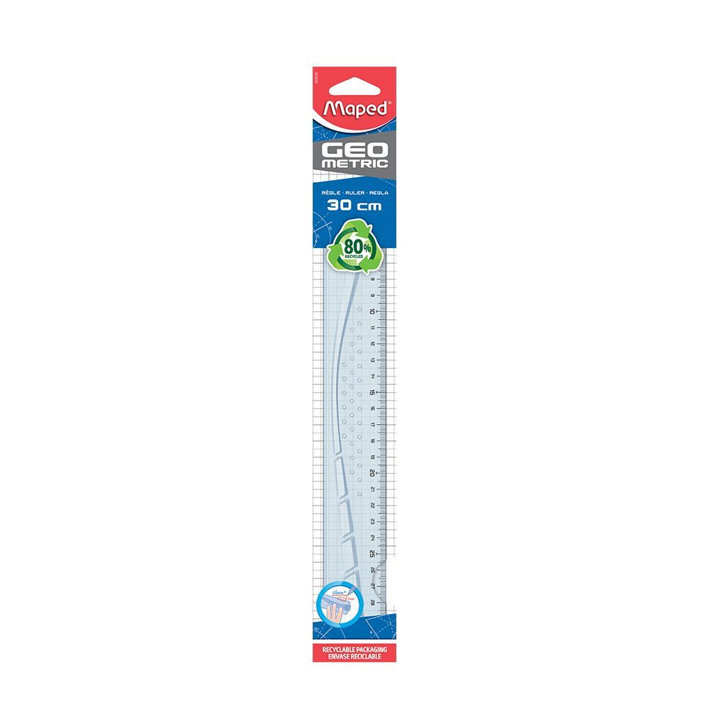 Règle plate 30cm MAPED Geometric plastique recyclé