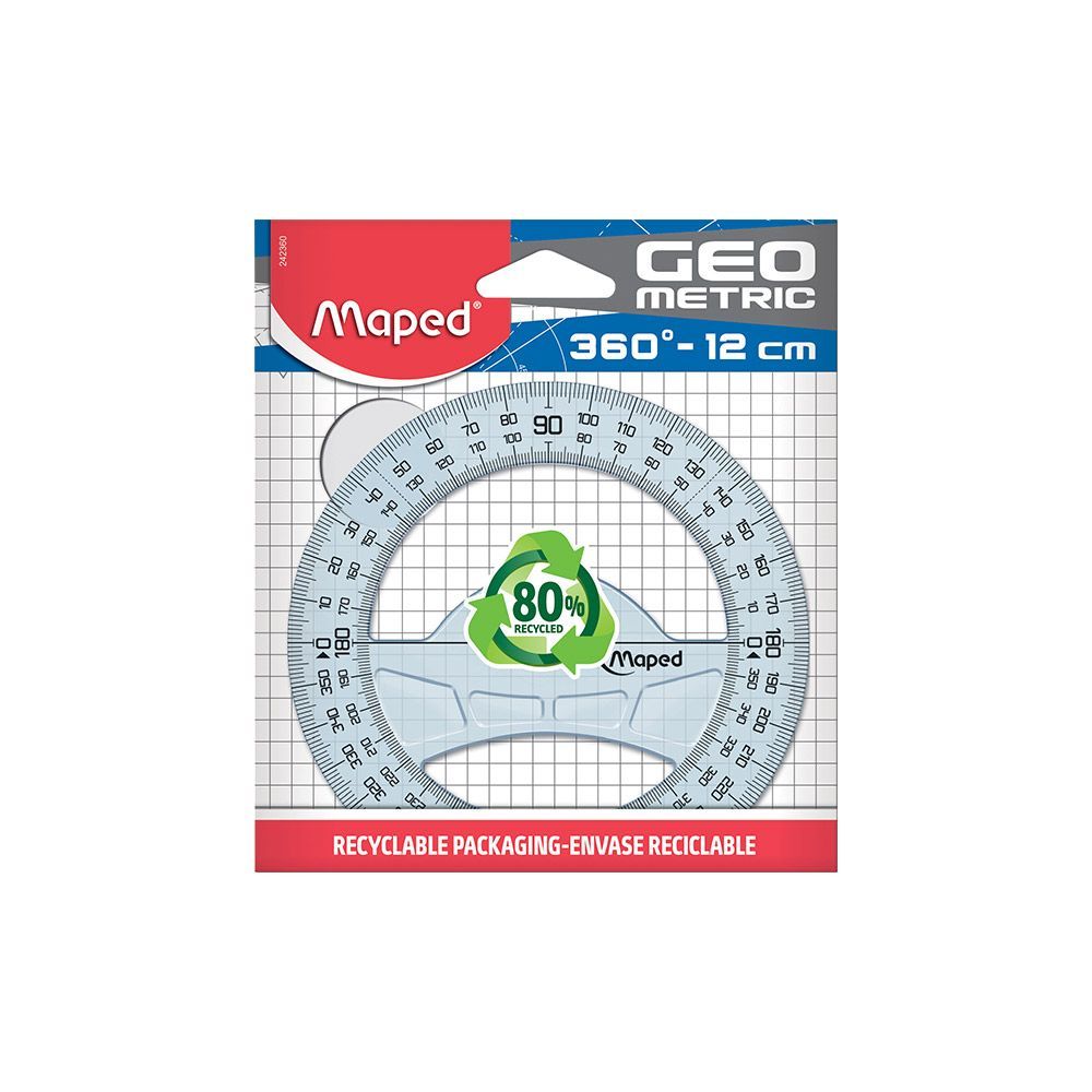 Rapporteur circulaire 360° MAPED Geometric plastique recyclé 12cm