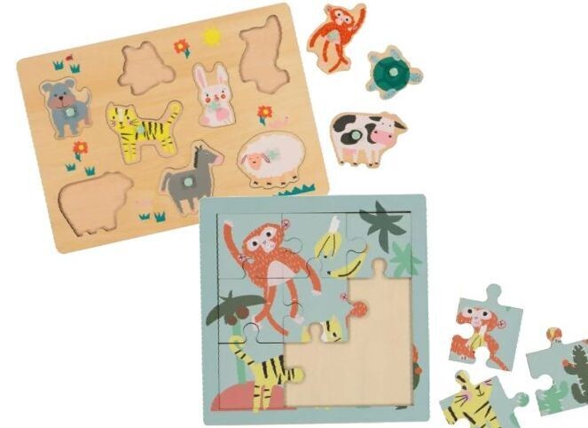Set of two wooden puzzles