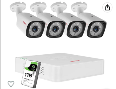 2megapixel - 4 Camera System with DVR - Installation Included - Just Video No Audio.