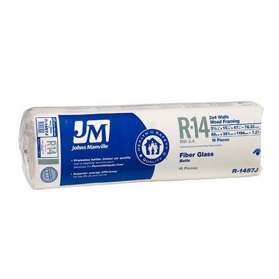 Johns Manville R14 formaldehyde free fiberglass insulation batts wrapped package | RGS