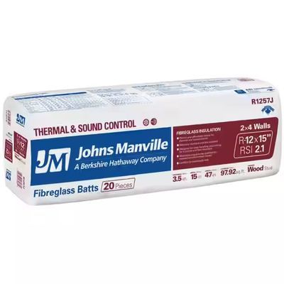 Johns Manville R12-15 formaldehyde free fiberglass insulation batts wrapped package | RGS