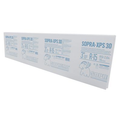 Soprema Sopra XPS 30 high density 30 PSI extruded polystyrene rigid insulation board 3 inch thick panel front view | RGS