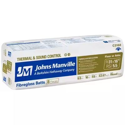 Johns Manville R31 formaldehyde free fiberglass insulation batts wrapped package | RGS