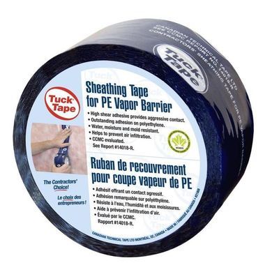 Blue sheathing Tuck Tape vapor barrier tape for sealing PE polyethylene poly sheeting | RGS