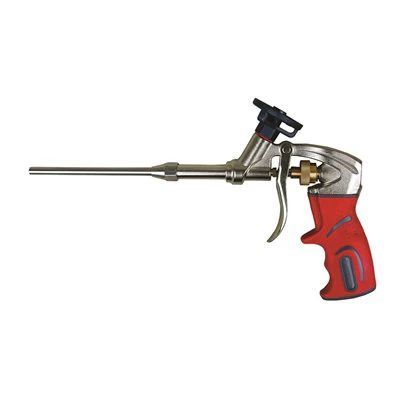Toolway Pro 13 inch foam dispensing gun with slim barrel and teflon coated adapter basket front view | RGS
