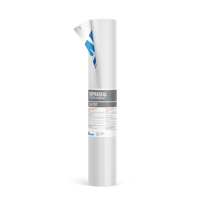 Soprema SopraSeal Stick AVB primerless 36 inch wide self adhered air barrier membrane roll front view | RGS