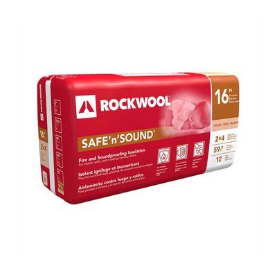 ROCKWOOL Safe 'n' Sound stone wool insulation batts 15.25 inch width wrapped package front view | RGS