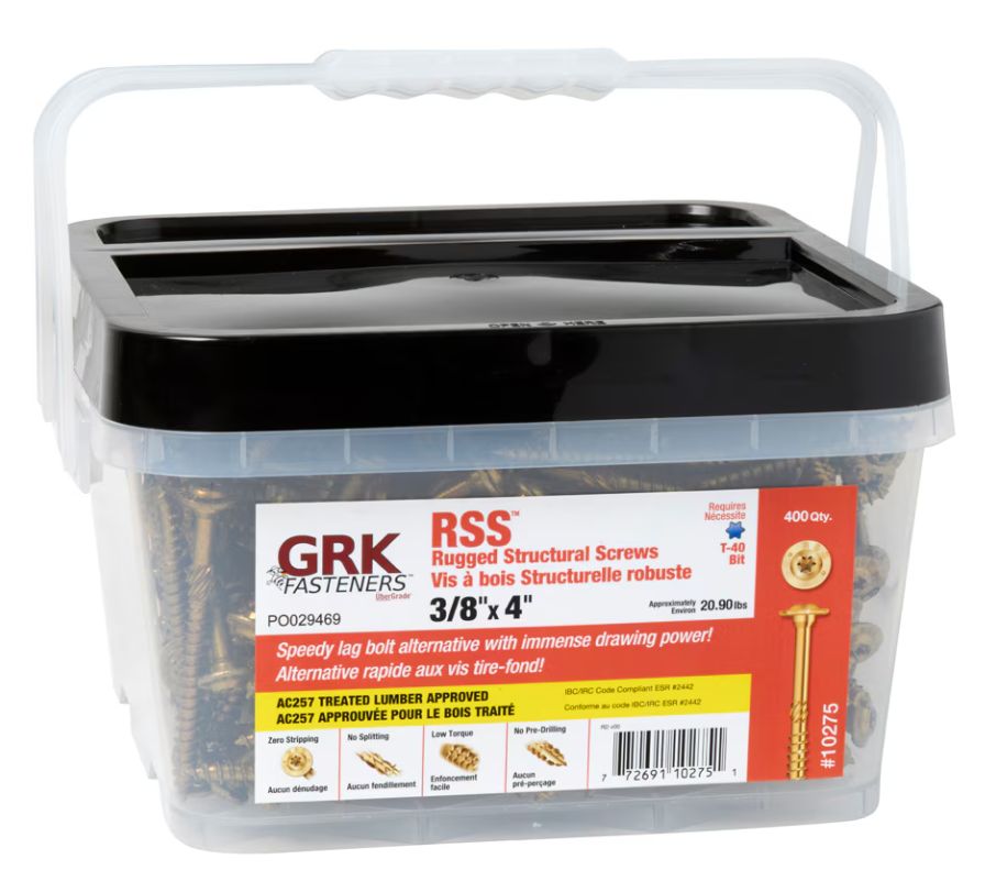 GRK 3/8 x 4" RSS Rugged Structural Screws (400-Pack) | RGS