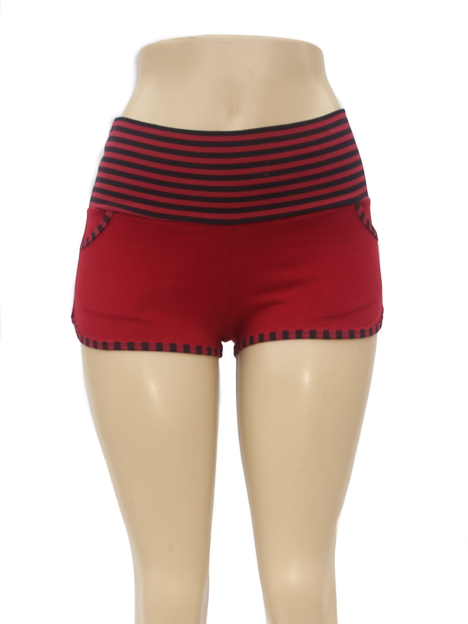 Roller Girl Shorts - Cotton Lycra - Red/Black