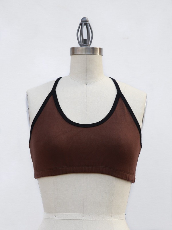 Classic Yoga Bra-Brown with Black Trim