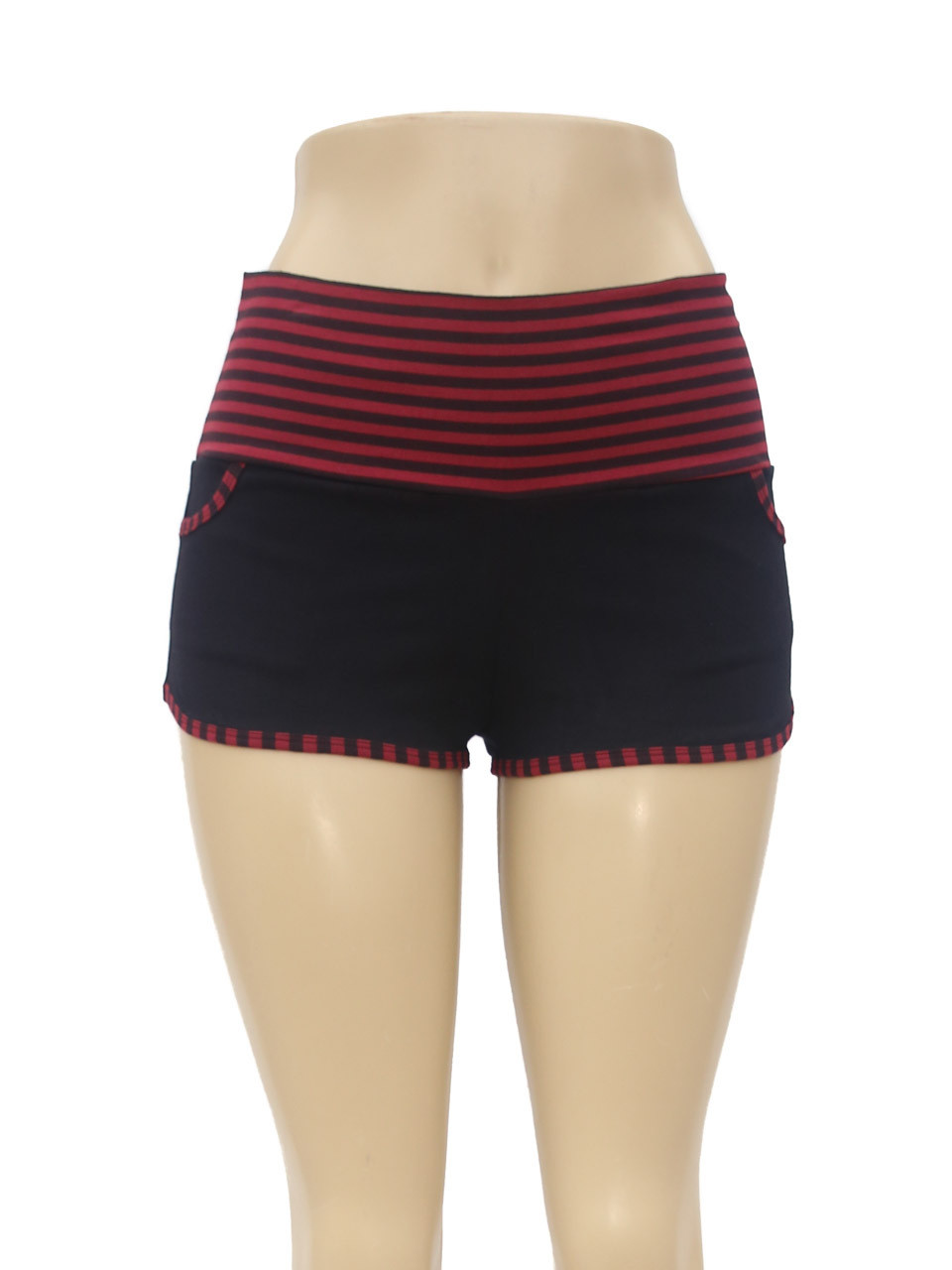 Roller Girl Shorts - Cotton Lycra - Black/Red