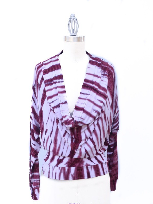 Tie Dye Crop Cowl Neck Top- Raspberry swirl