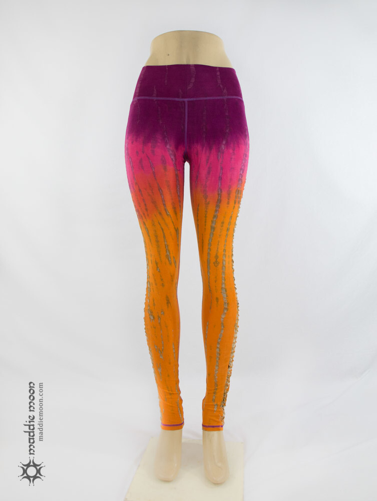 Ruched Legging Long Fucsia, Pink, and Orange Tie Dye