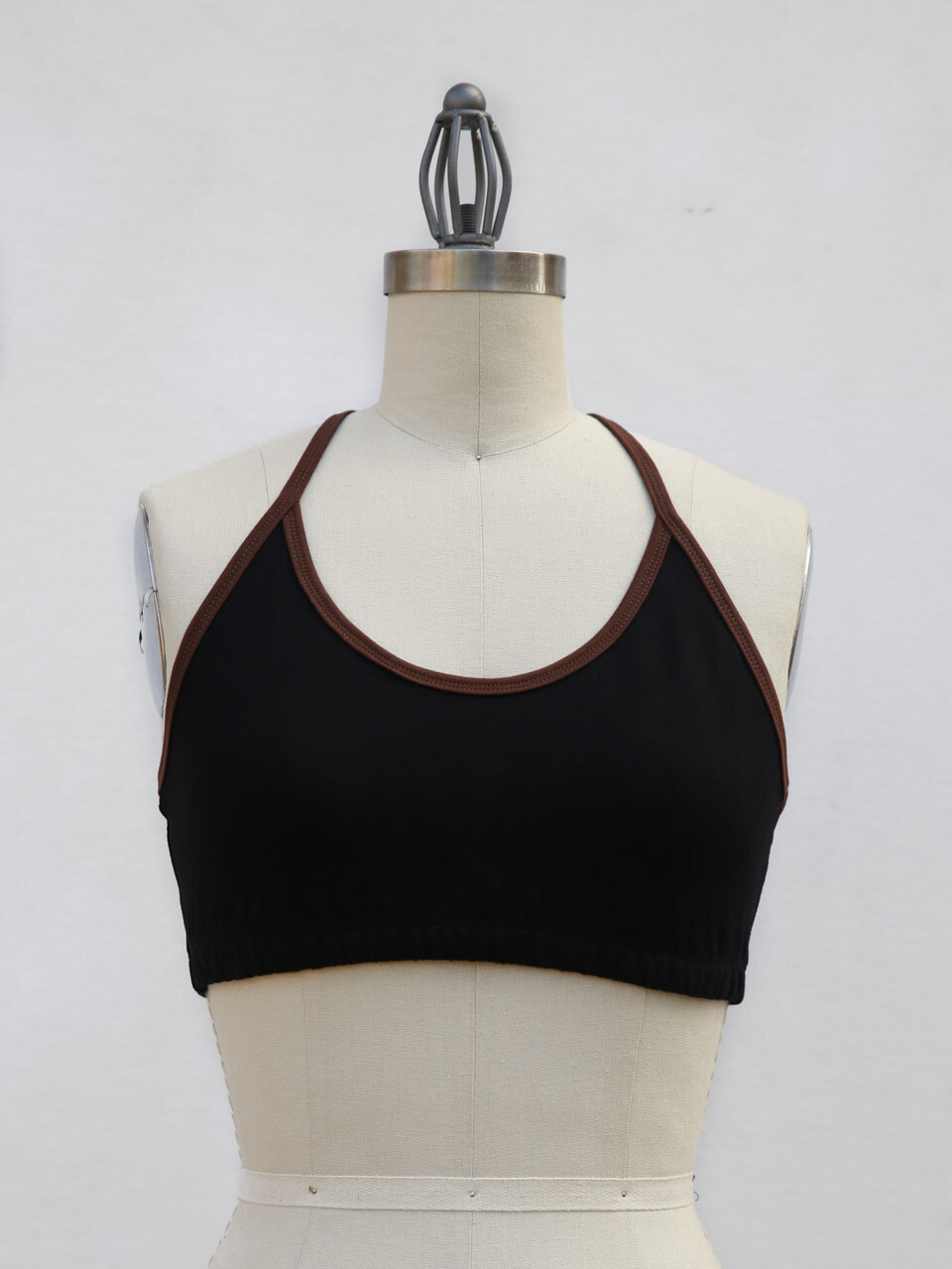 Classic Yoga Bra-Black with Brown Trim