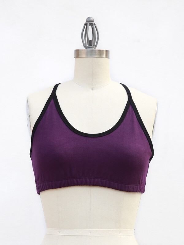Classic Yoga Bra- Grape with Black trim