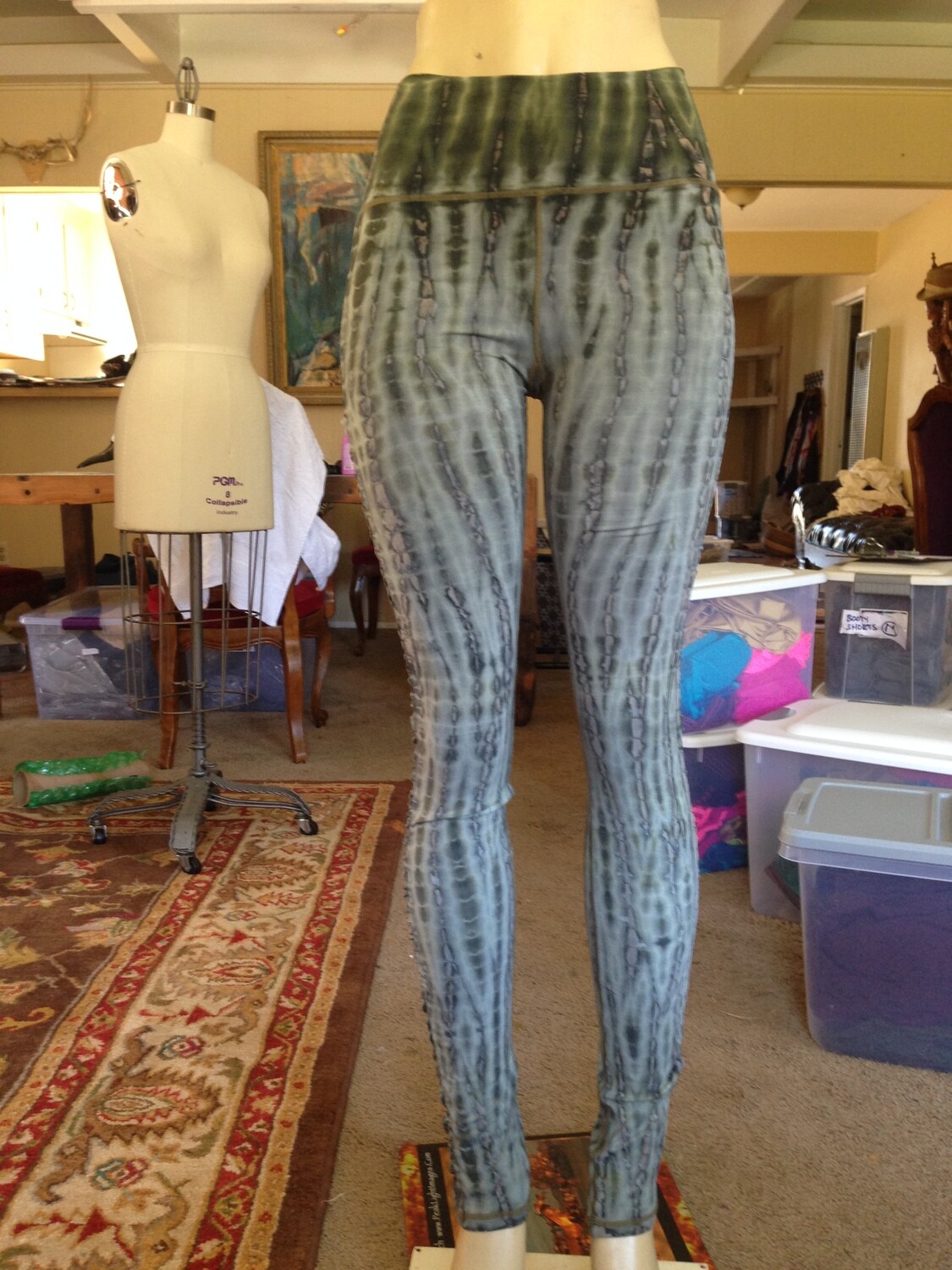 Ruched Legging Long Green Tie Dye