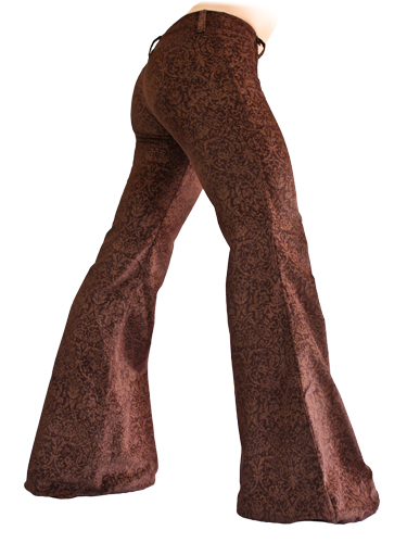 Hipster Flares - Brown with Damask Print