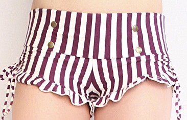 Gypsy Shorts - Cotton Lycra - Purple/White Striped-Limited Edition fabric
