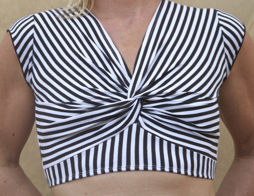 Knot Top black/White stripe cotton/Lycra