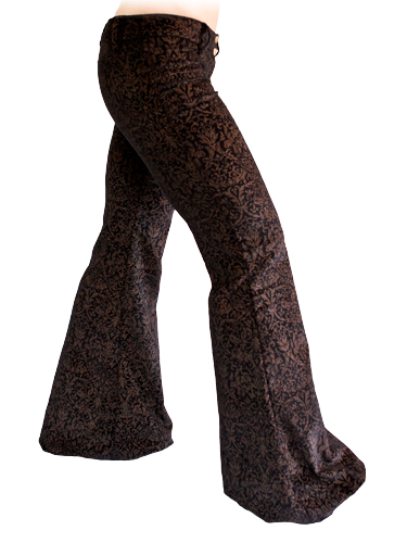 Hipster Flares - Black with Damask Print
