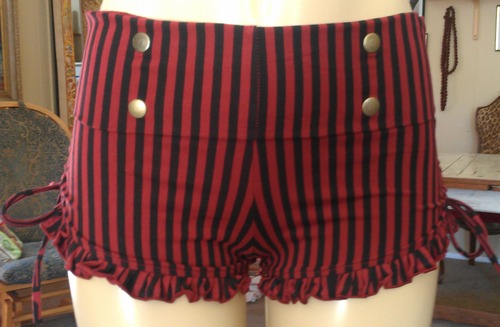 Gypsy Shorts - Cotton Lycra - Black/Red Striped