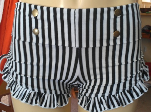 Gypsy Shorts - Cotton Lycra - Black/White Striped