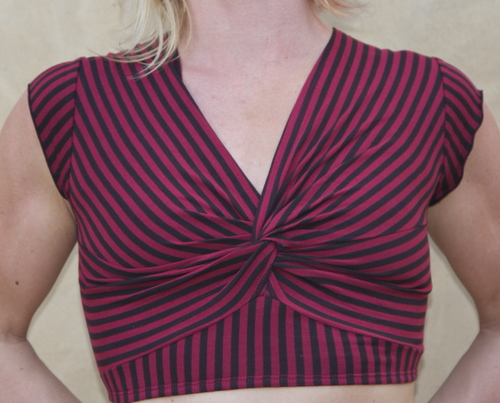 knot top red/black stripe cotton/lycra