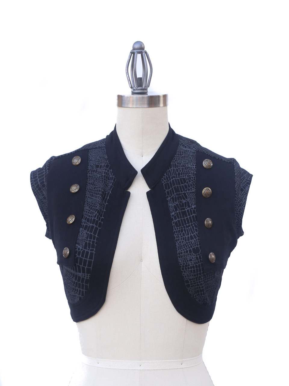 Croc Print Bolero Vest - Black