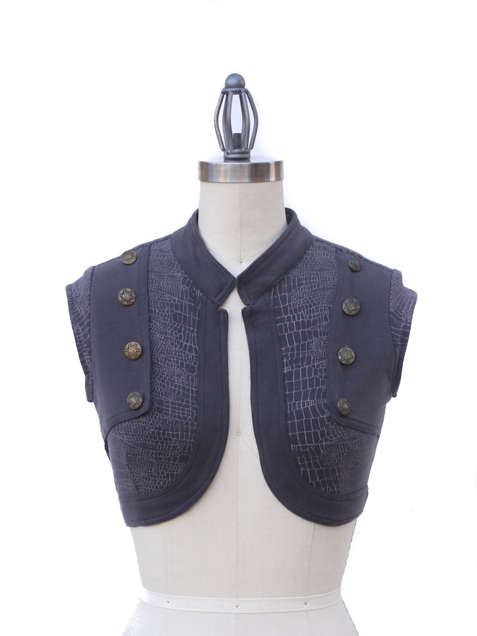 Croc Print Bolero Vest - Grey