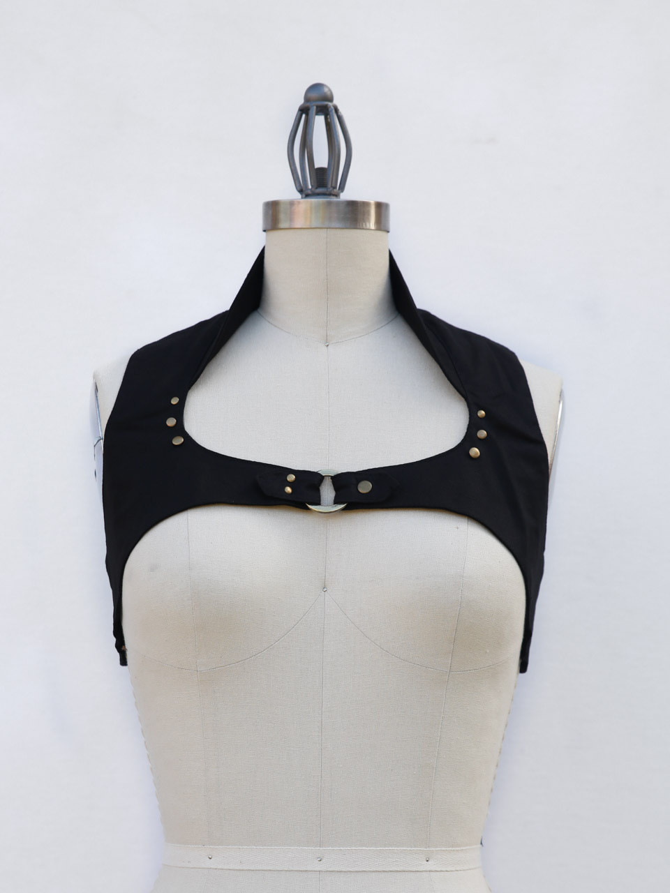 Black Ring Vest-Cotton Twill