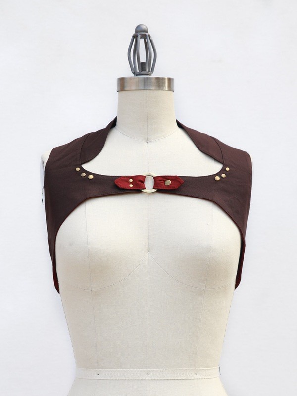 Ring Vest- Brown/black burgundy cotton twill
