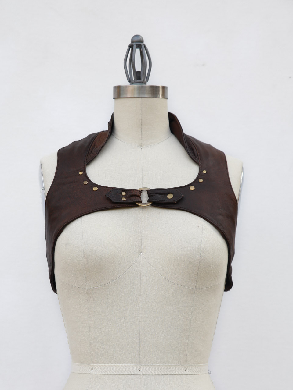 Antique Brown Leather Ring Vest