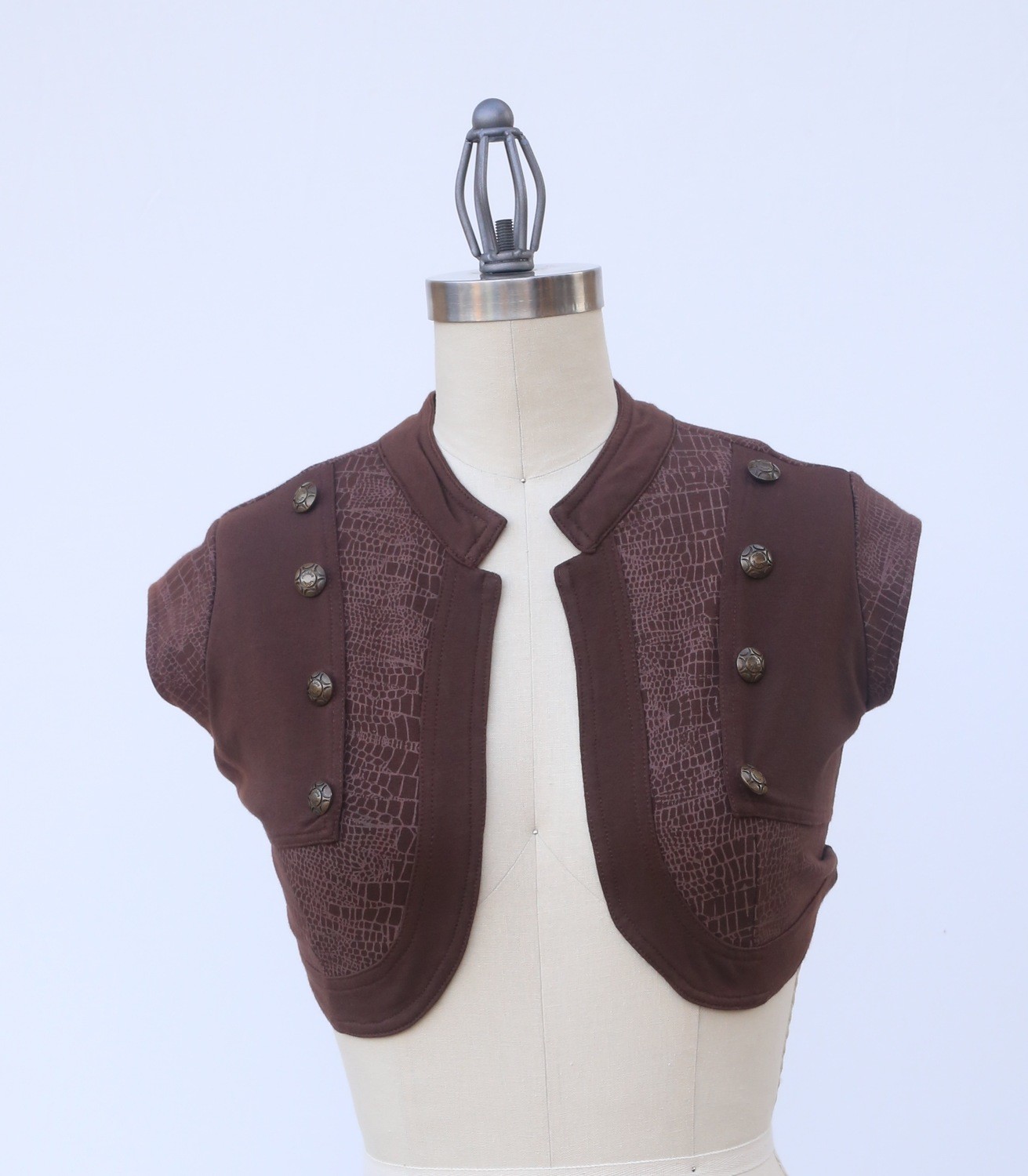 Croc Print Bolero Vest - Brown