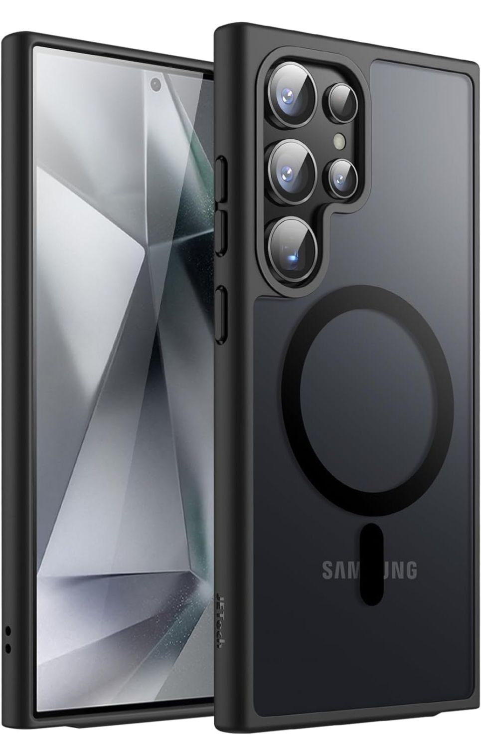 JETech Magnetic Case for Samsung Galaxy S24 Ultra 5G, Compatible with MagSafe, Translucent Matte Back Shockproof Phone Cover (Black)