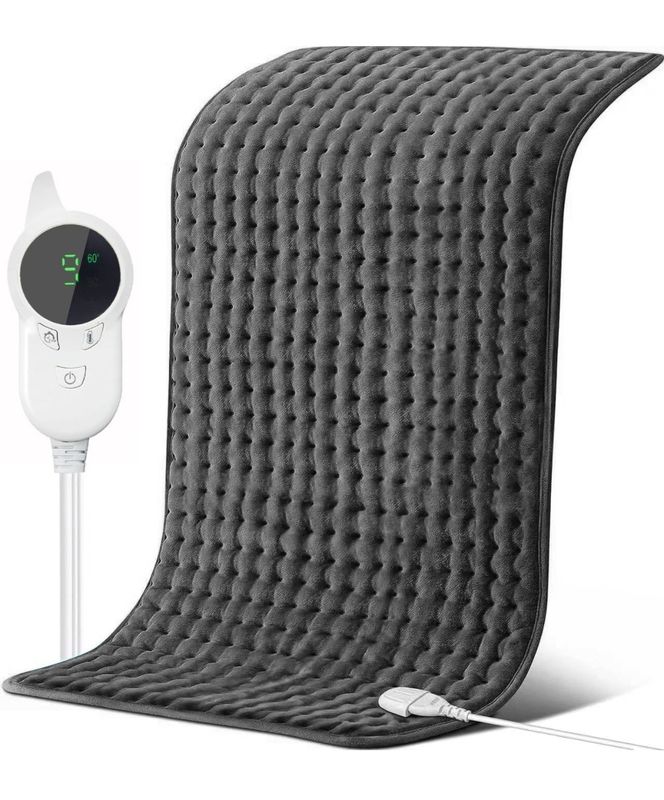 Miklife Heating Pad for Back Pain Relief, Cramp and Arthritis,40&quot; X 76&quot;CM Big Size Double Flannel, Auto Shut Off, Electric Heating Pad with 9 Heat Settings Grey