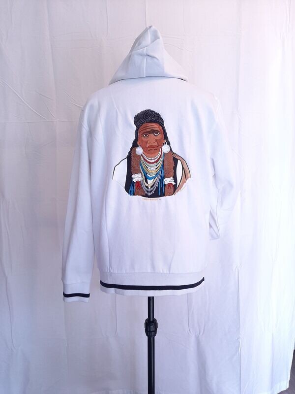 Sweat-shirt à capuche mixte blanc avec broderie Sweat-shirt à capuche mixte blanc avec broderie