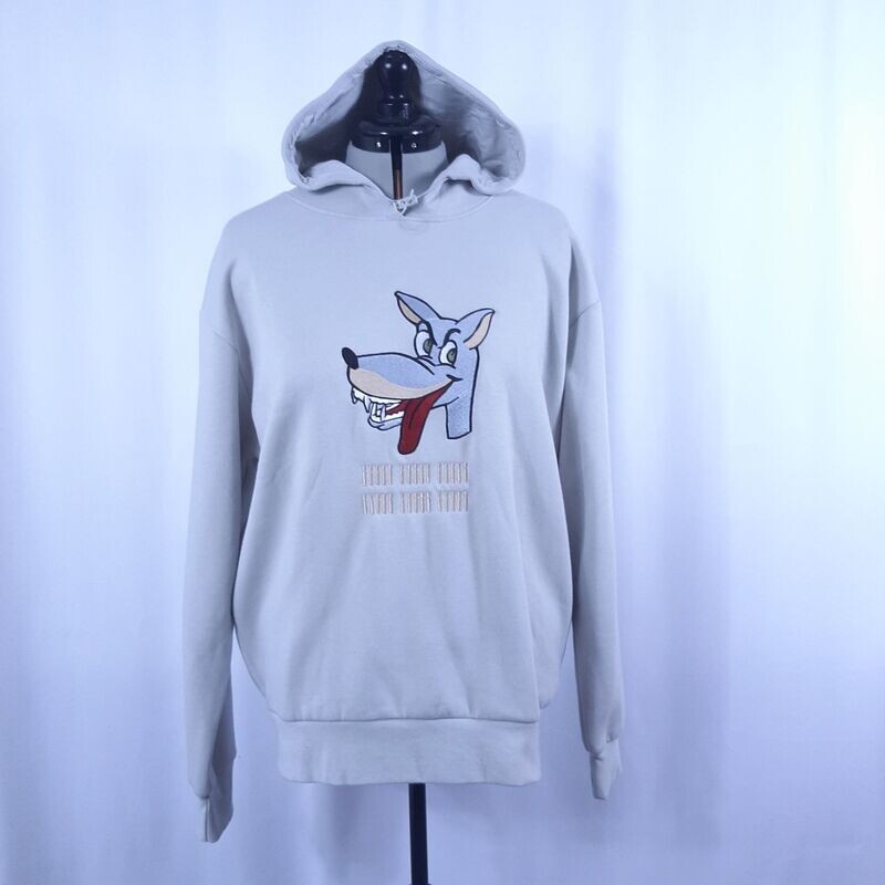Sweat-shirt à capuche homme brodé gris clair