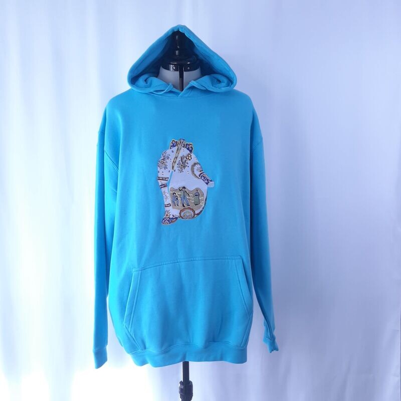 Sweat-shirt à capuche mixte bleu ciel avec broderie Sweat-shirt à capuche mixte bleu ciel avec broderie