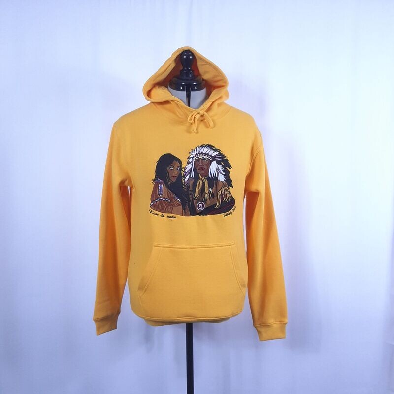 Sweat-shirt à capuche mixte jaune avec broderie Sweat-shirt à capuche mixte jaune avec broderie