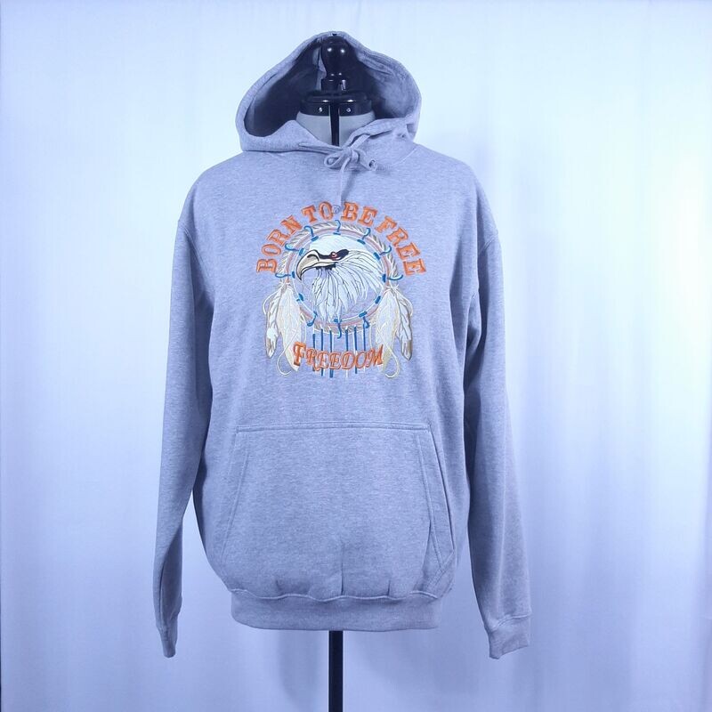 Sweat-shirt à capuche mixte gris chiné avec broderie Sweat-shirt à capuche mixte gris chiné avec broderie