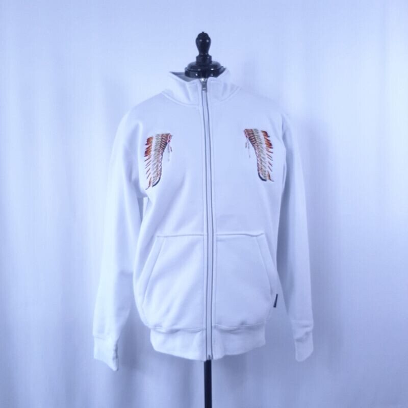 Sweat-shirt zippé mixte blanc avec broderie Sweat-shirt zippé mixte blanc avec broderie