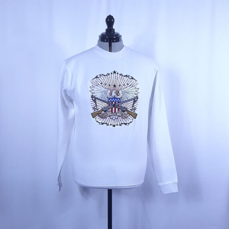 Sweat-shirt à col rond mixte blanc avec broderie Sweat-shirt à col rond mixte blanc avec broderie